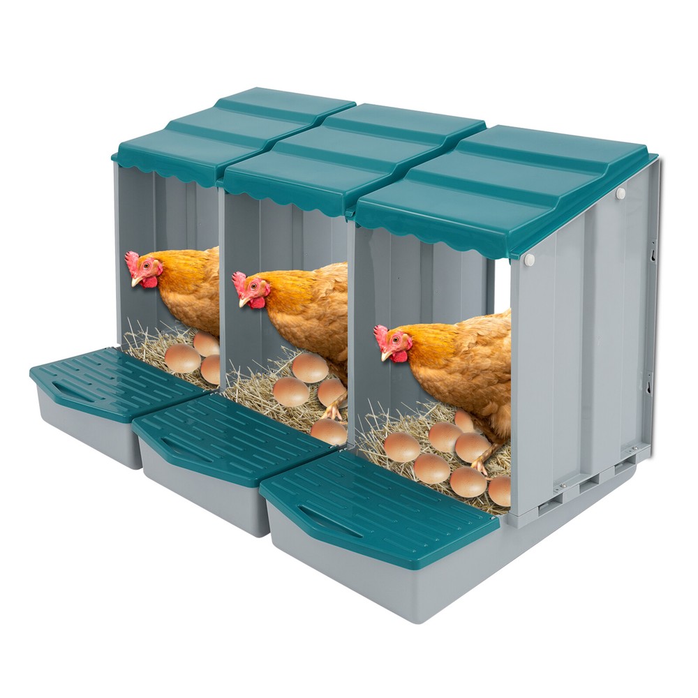 Modern Chicken Laying Box 3-Compartment Chicken Nesting Box with Egg Collection