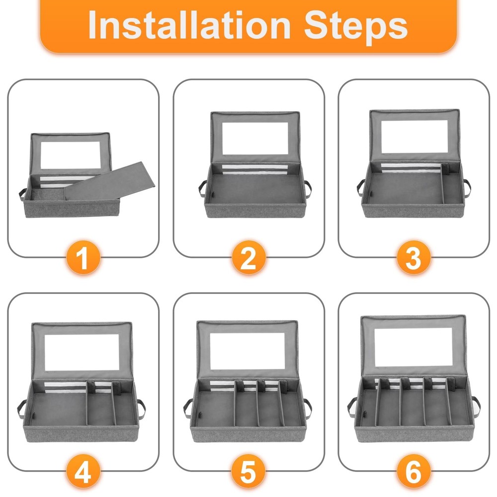 Flatware Utensil Storage Case, Silverware Storage Box Chest with Adjustable D...