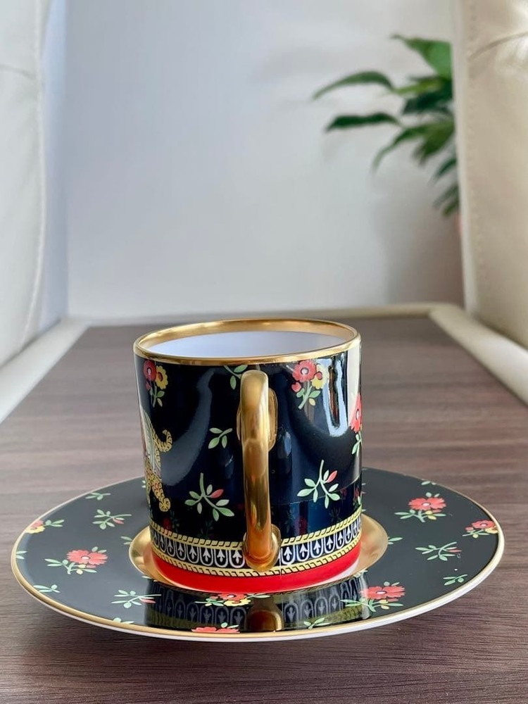 Valentino Garavani Sango Black Cup Saucer Pair Set