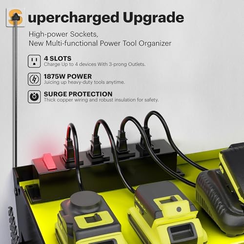 Power Tool Organizer, 15 Min Quick Assembly & Max 420lb Load by 6 Slots Green