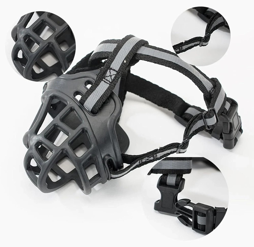 Reflect Muzzle Adjustable Dog Mouth Cover Black Size 4