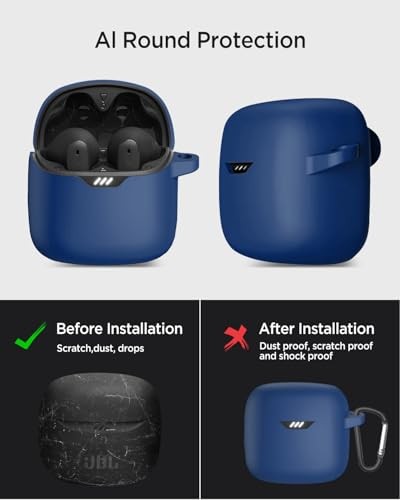 Case Compatible for Case Cover, Shockproof Dust-Proof JBL Tune Flex 2 Blue