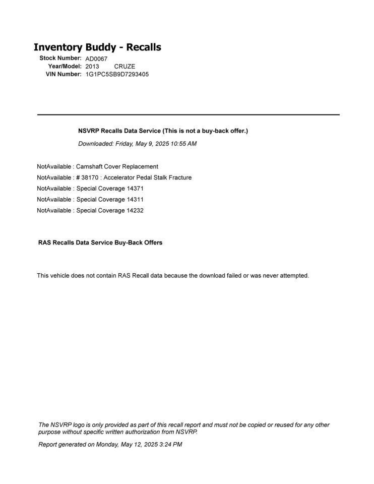 CRUZE 2013 High Mounted Stop Light 961670