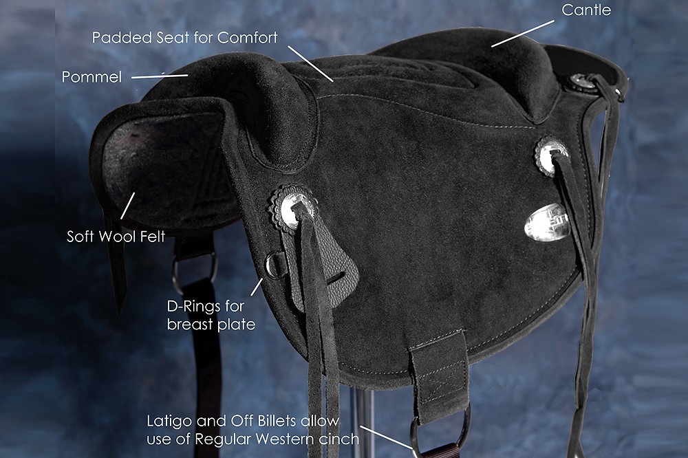 HILASON Western Baretek Bareback Pad Horsemanship Treeless Leather Black |