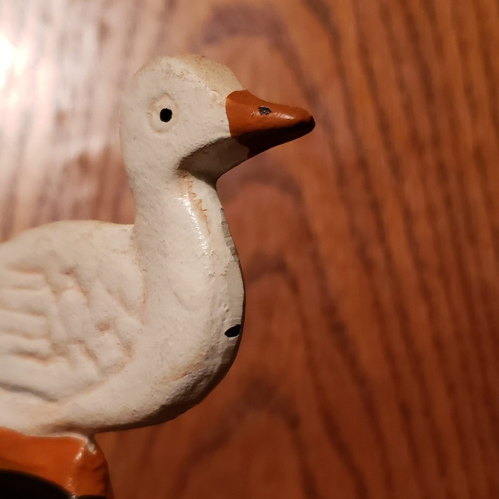 Vintage Cast Iron Duck Nutcracker With Wood Base Rustic Country Decor