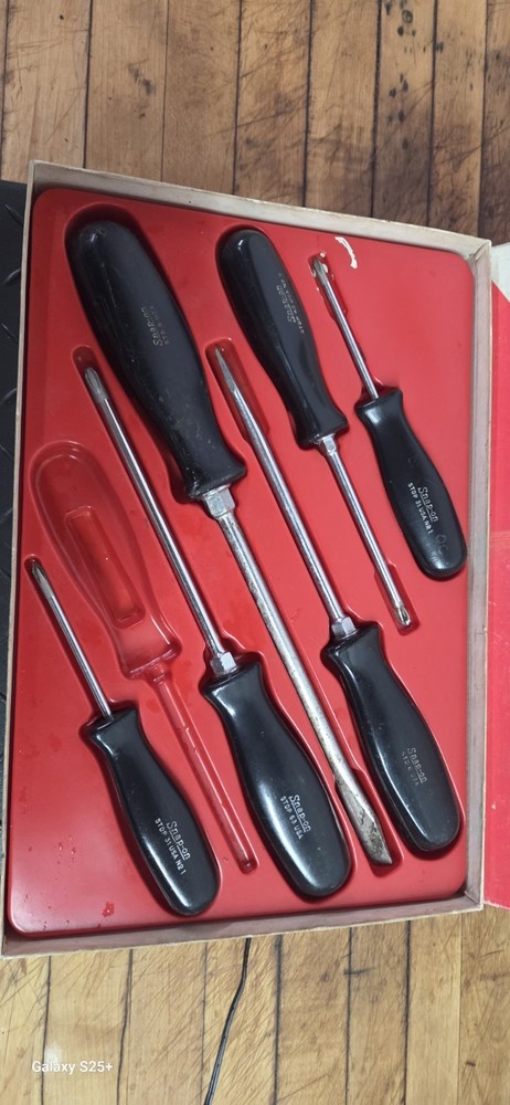 VINTAGE 6 PC Snap On Tools STD107 Black Hard Handle Combination Screwdriver Set