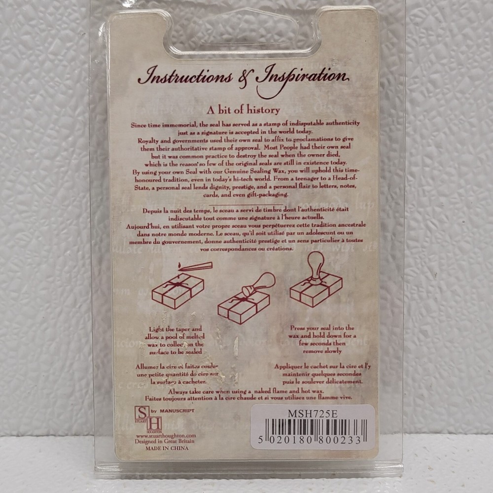 Ceramic Mini "E" Ceramic Mini Seal Stuart Houghton By Manuscript With Red Wax