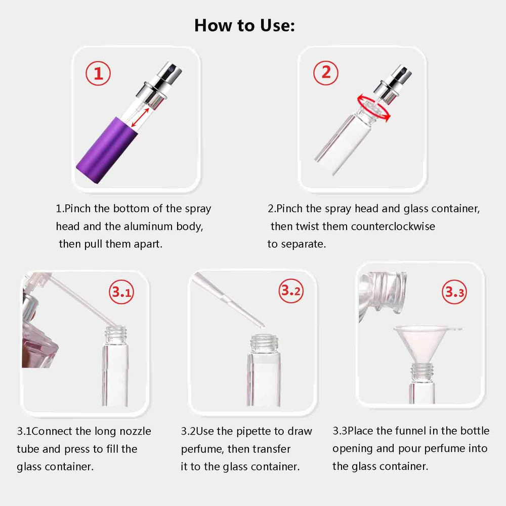 Refillable Perfume Atomizer Travel Spray Bottle for Cologne - 5Ml Portable Refil