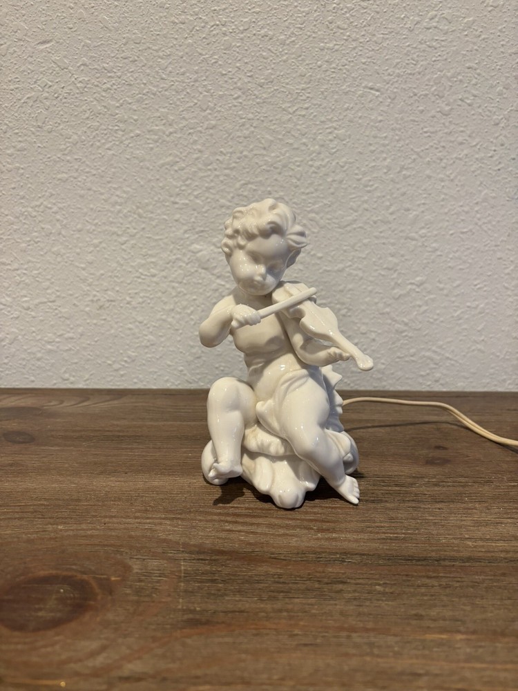 VINTAGE CHERUB NIGHT LIGHT  TESTED WORKING NO CRACKS