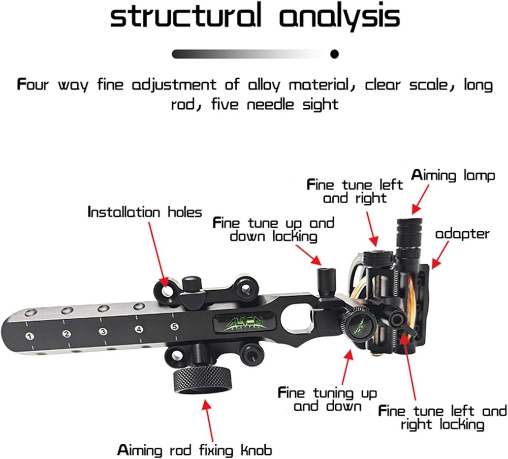 Archery Bow Sight with Aiming Lamp and Micro-Click Adjustments