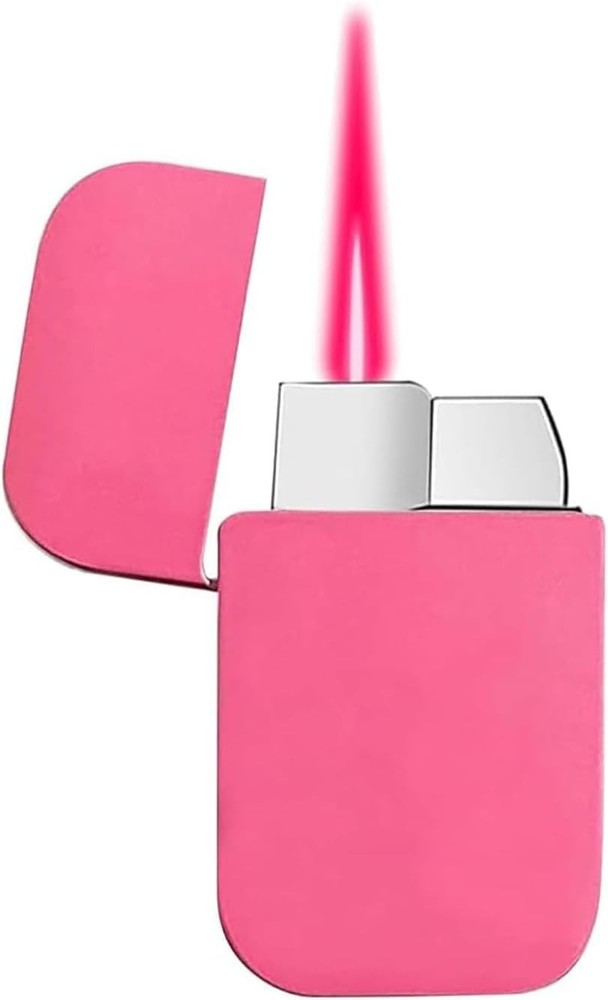 Torch Lighter, Pink Flame Lighter Cute Pink Glitter Torch Windproof Cool Lighter