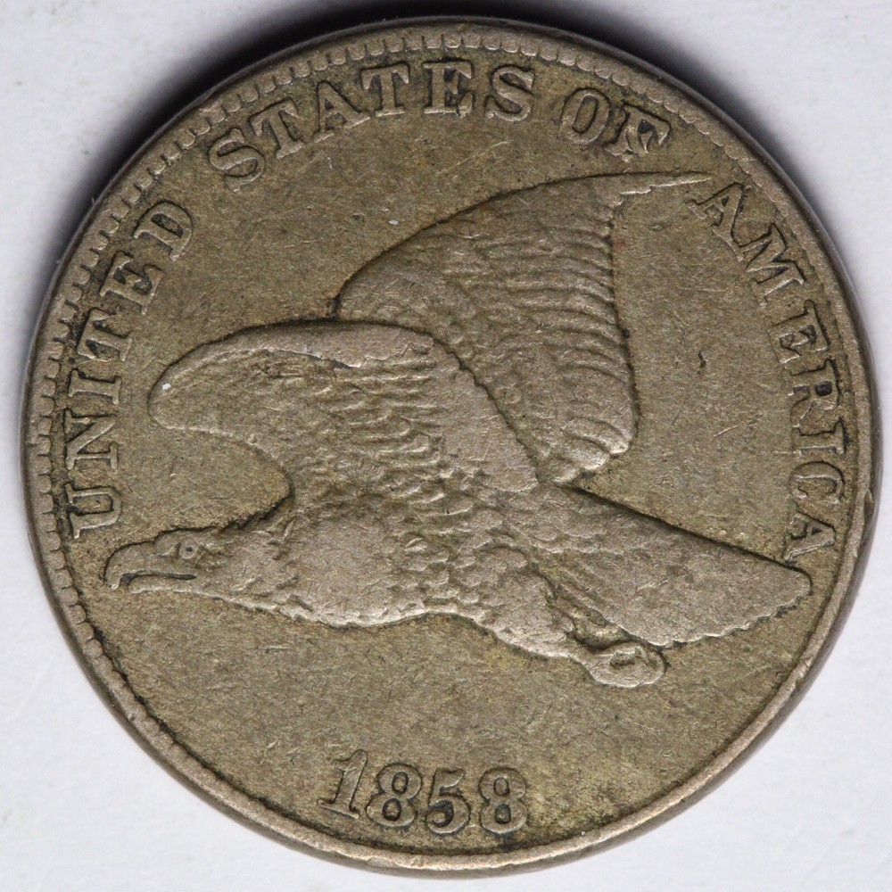 1858 LL Flying Eagle Cent Penny XF E123 QHR
