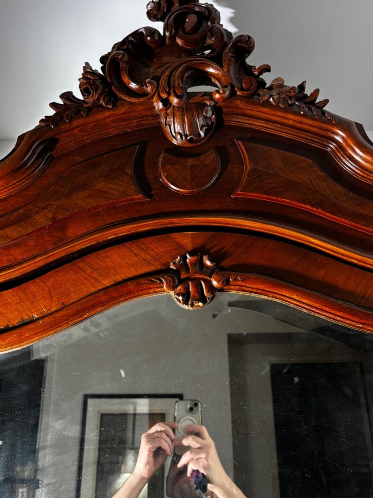 Antique Rococo Mirrored Armoire