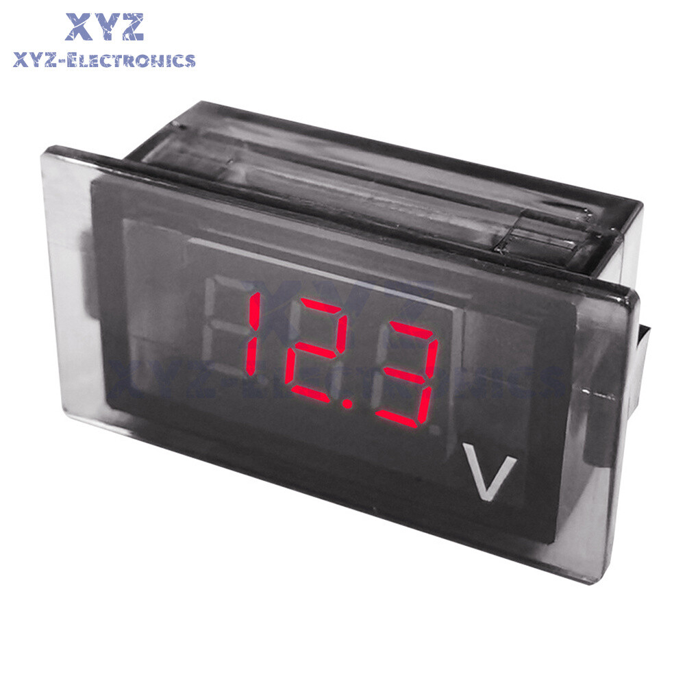 3-Digit DC12~24V Digital Voltmeter High Precision LED Panel Type Waterproof