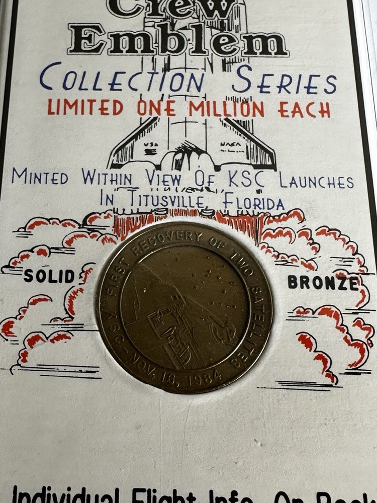 Shuttle Crew Emblem Coin 51A Discovery 1984 Collection Series Solid Bronze