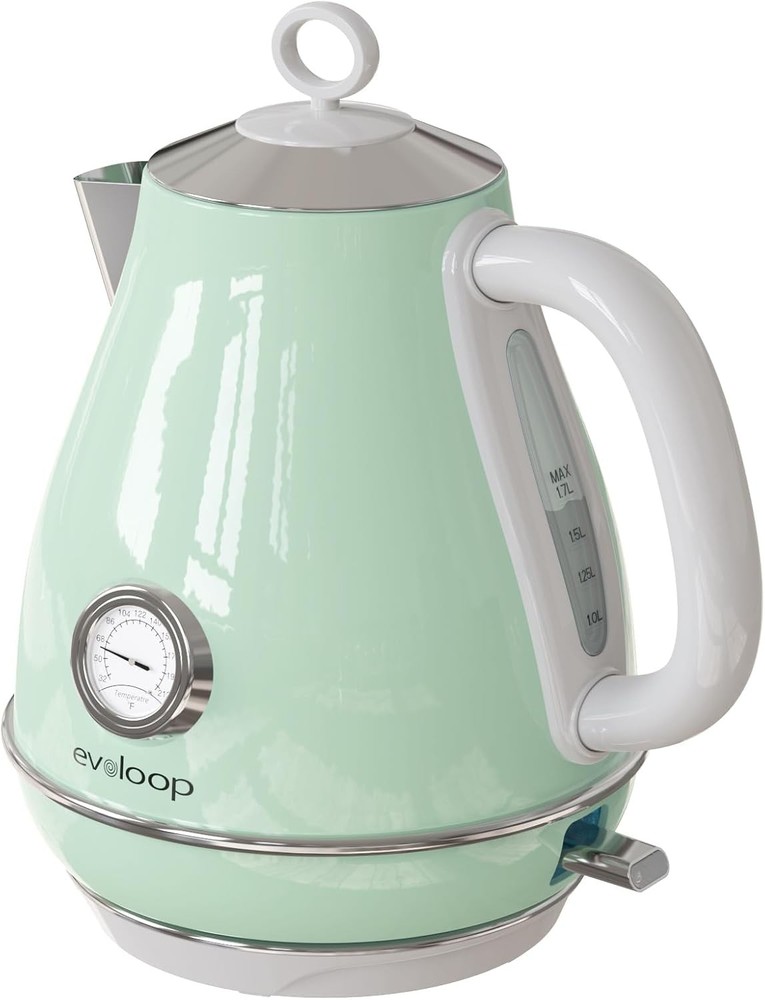 Electric Tea Kettle, 1500W /1.7 Liter Hot Water Boiler Heater Pot, Retro Elec...