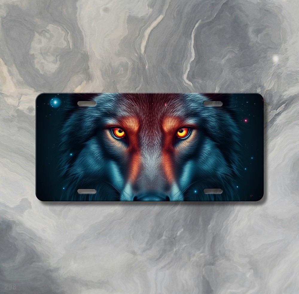 Hyperrealistic Wolf License Plate Your Text Vanity Plate Special Gift