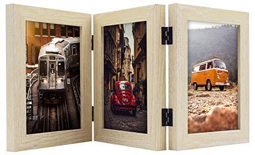 Frametory, 5x7 Triple Picture Frames Hinged 3 Photos Frame Collage, Three