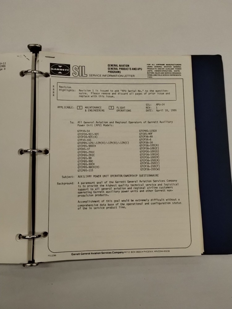 Garrett Service Information Letters 1987-90-Original