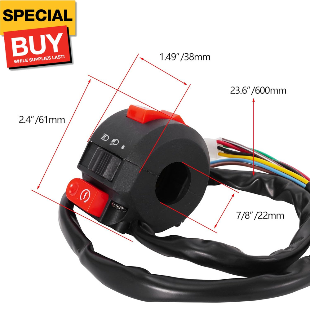 Left Kill Light Starter Switch 8 Wire 3-Function for Taotao SunL Peace Eagle RoK