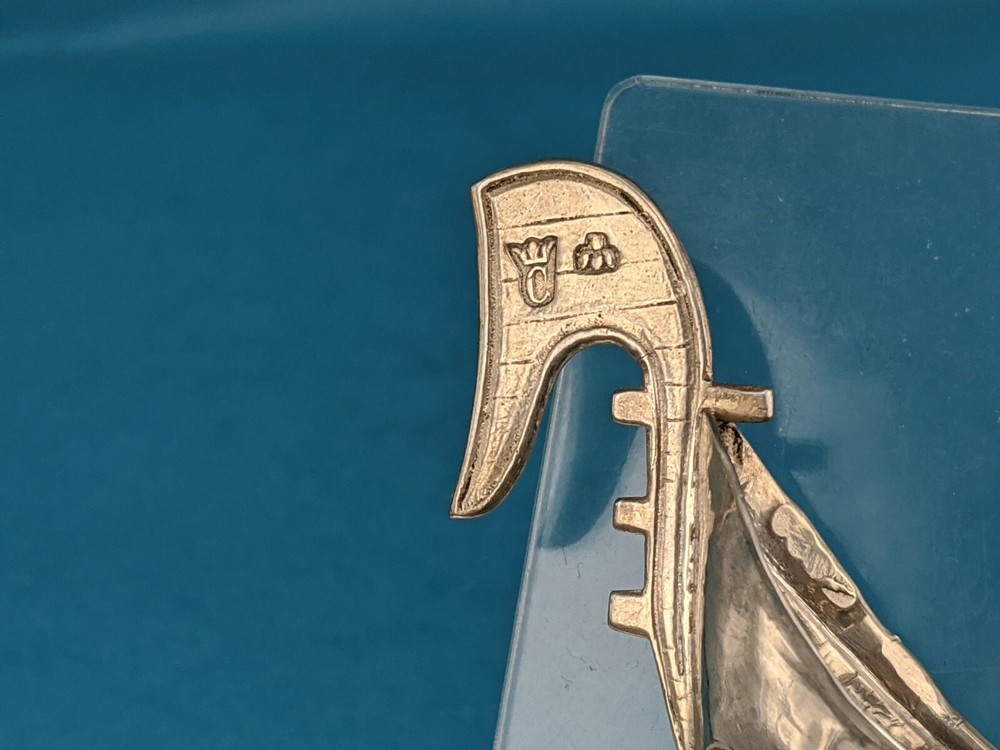 1899 Victorian dutch silver miniature gondala type boat