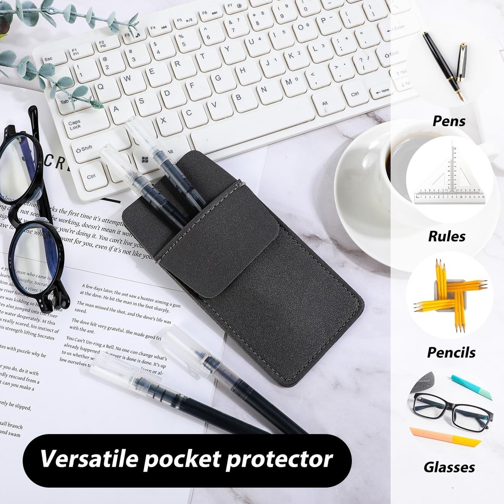 Pocket Protector, PU Leather Organizer, Protector Brown Black