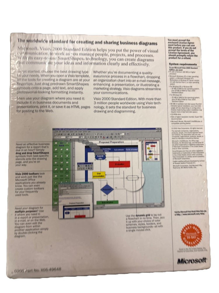 Microsoft Visio 2000 Standard Edition For Windows Factory Sealed