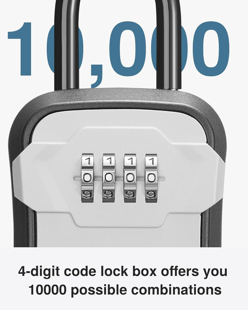 Lock Box, Key Lock Box Wall Mount & Portable Combination Lockbox with Resetta...