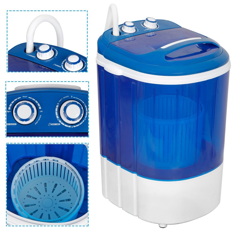 Mini Portable Washing Machine Top Load Washer W/ Double Knobs Timer Control