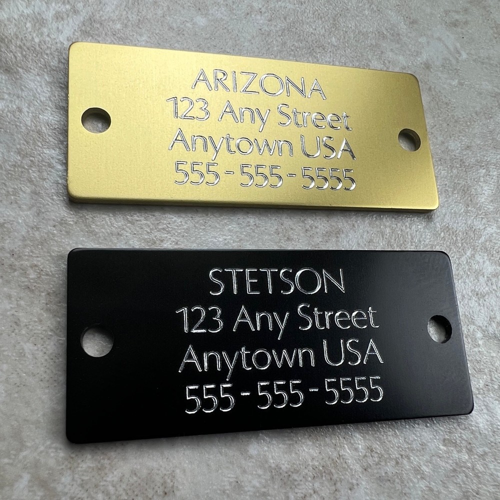 Custom Engraved Tags Personalized NAME PLATE ID Tags Black Gold Nameplate MEDIUM