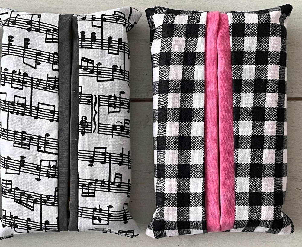 5 Black & White Tissue Holders. Handmade. Tissues Included
