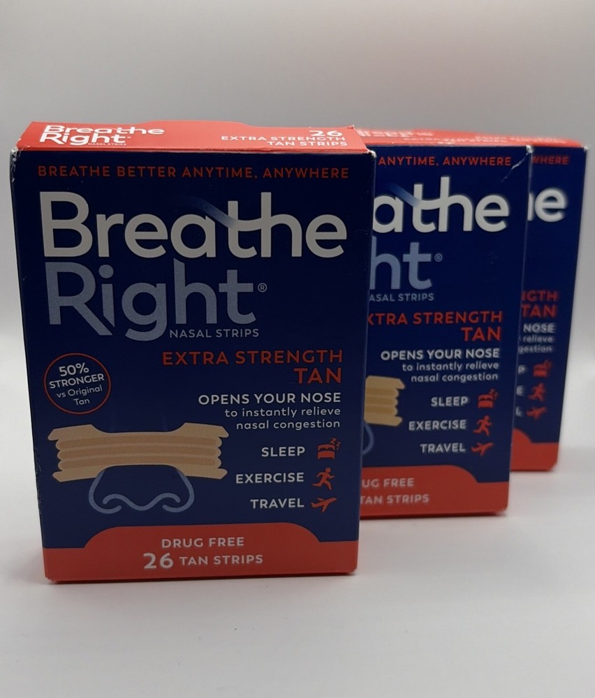 (3) Breathe Right Extra Strength Nasal Strips 78Ct Tan Strips
