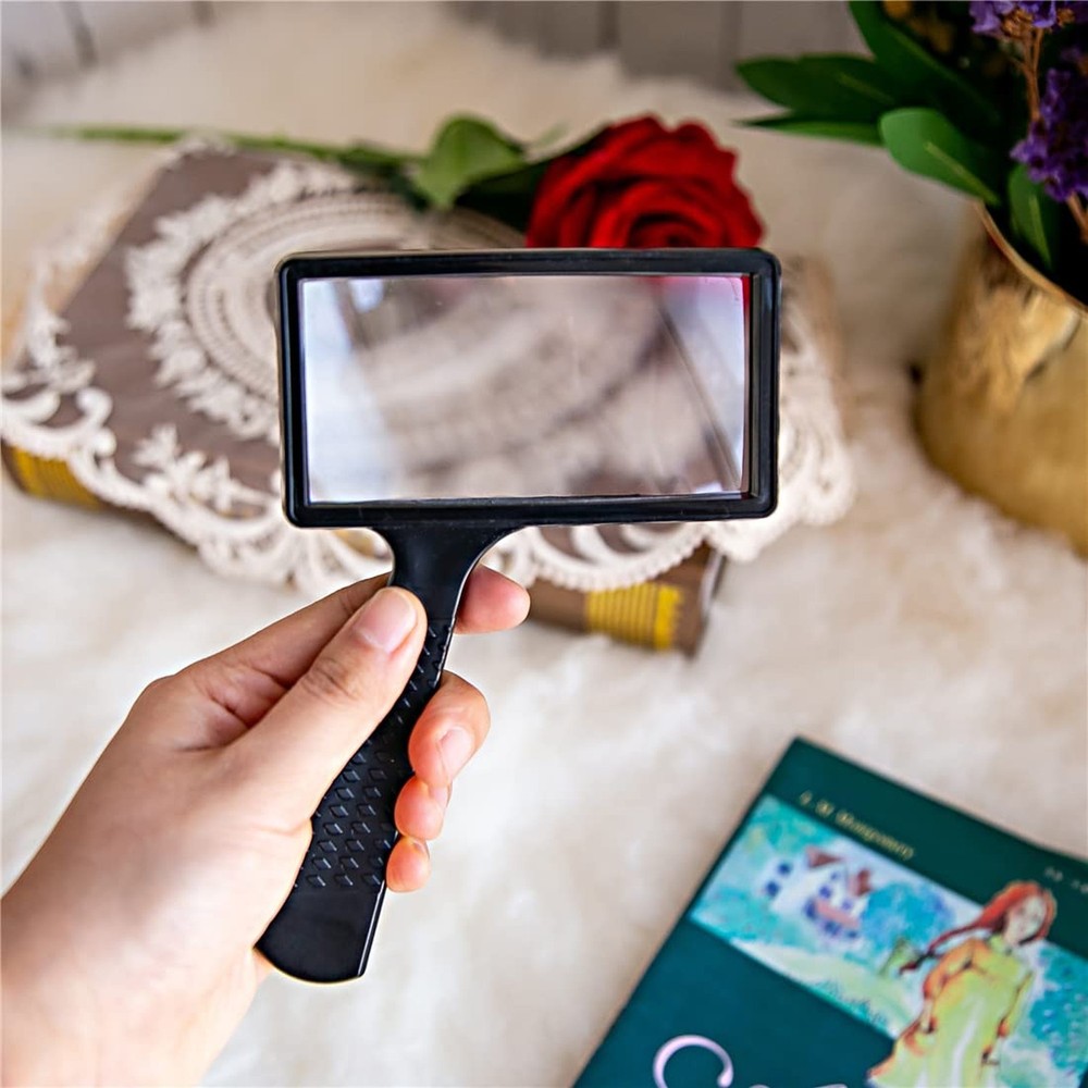 Large Rectangular Handheld Magnifying Glass，5X Magnification，4x2in