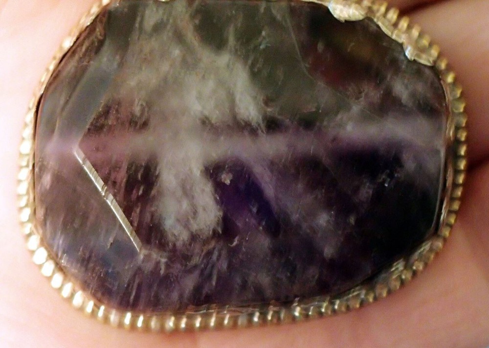 Phantom Dream Amethyst Crystal Silver Ring. adjustable