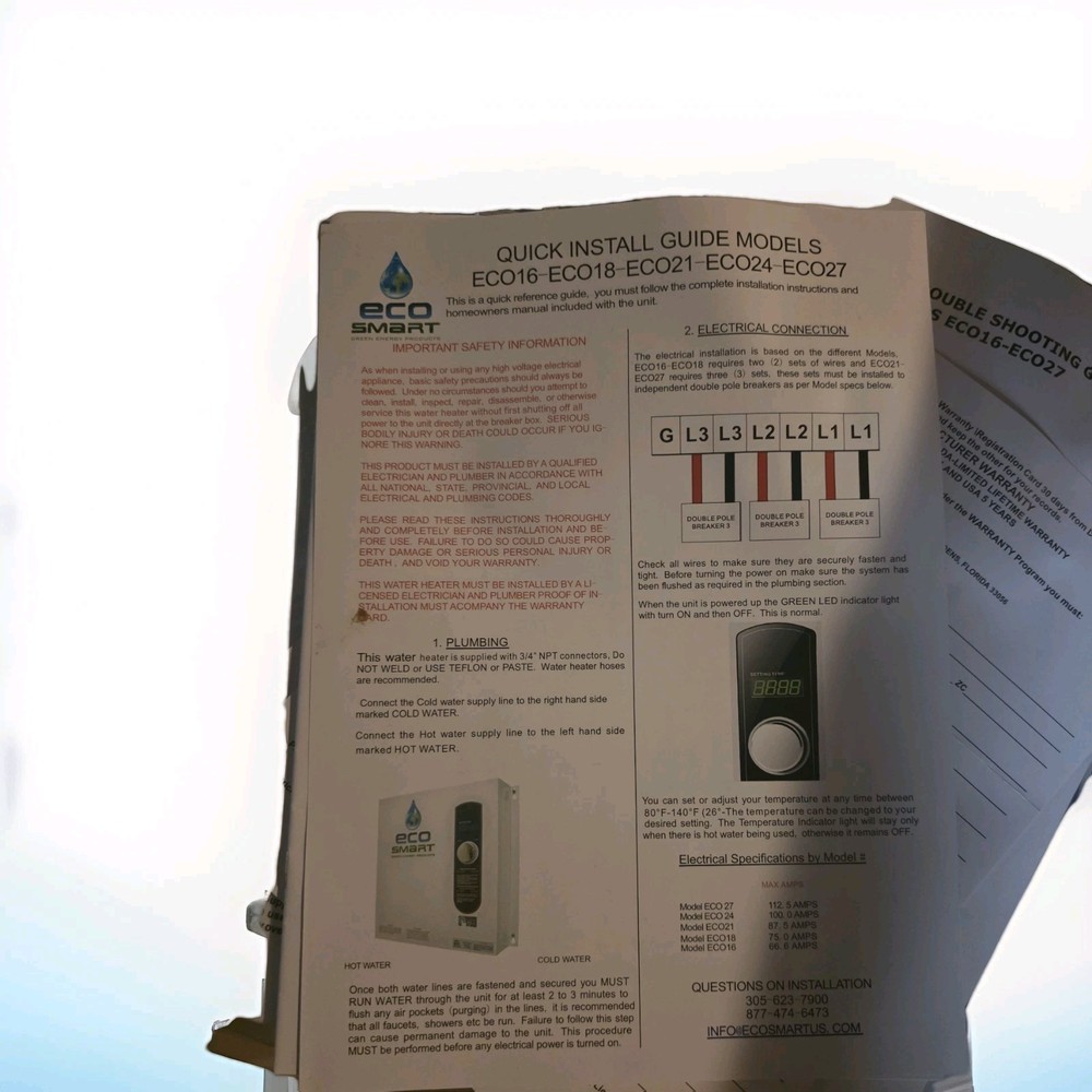 NEW EcoSmart 24 kW 4.68 GPM 240-Volt Electric Tankless Water Heater (ECO 24)