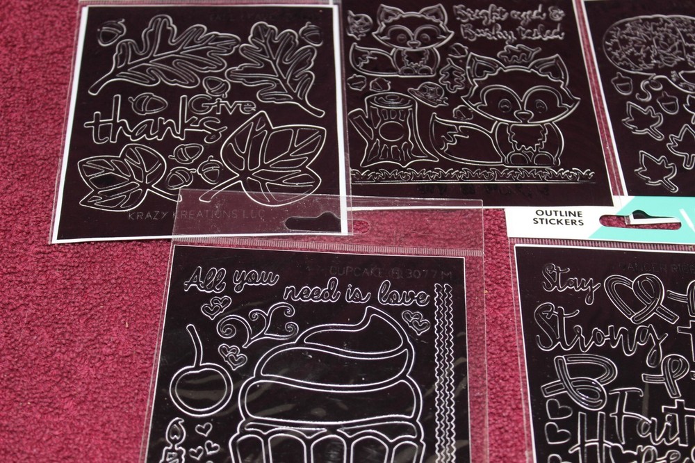 Krazy Kreations outline stickers - 1 large 11 Small
