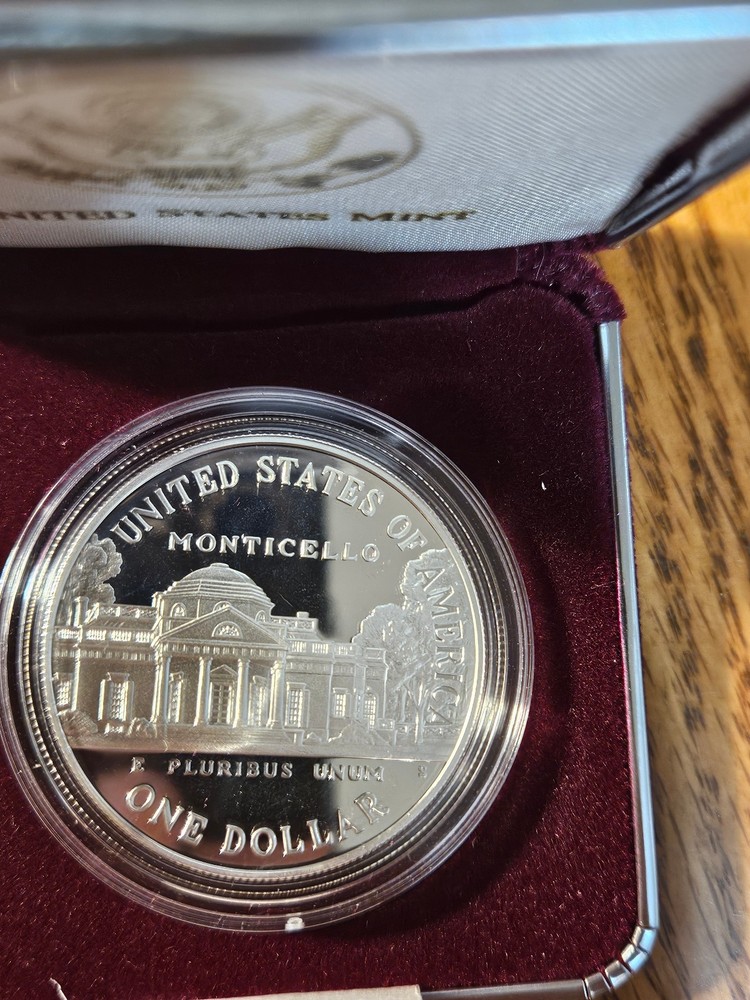 Thomas Jefferson 250th Anniversary Silver Dollar 1993