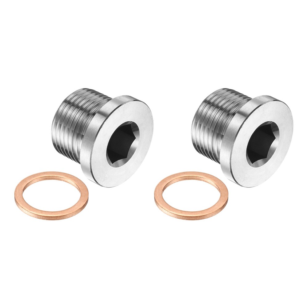 2 Pcs M22 x 1.5 Pipe Plug Fitting, Internal Hex Head Socket 304 Stainless Steel