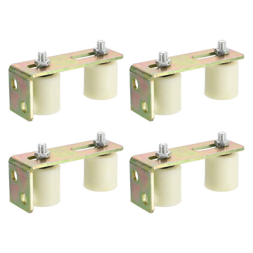 4Set Slide Gate Guide Roller 2" Adjustable Nylon Rollers with Bracket, White