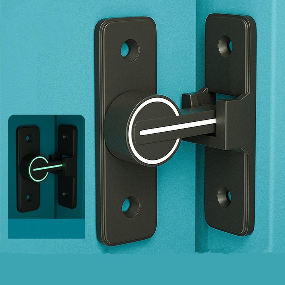 90° Keyless Interior Door Bolt Luminous Surface-mounted Room Door Latch aa