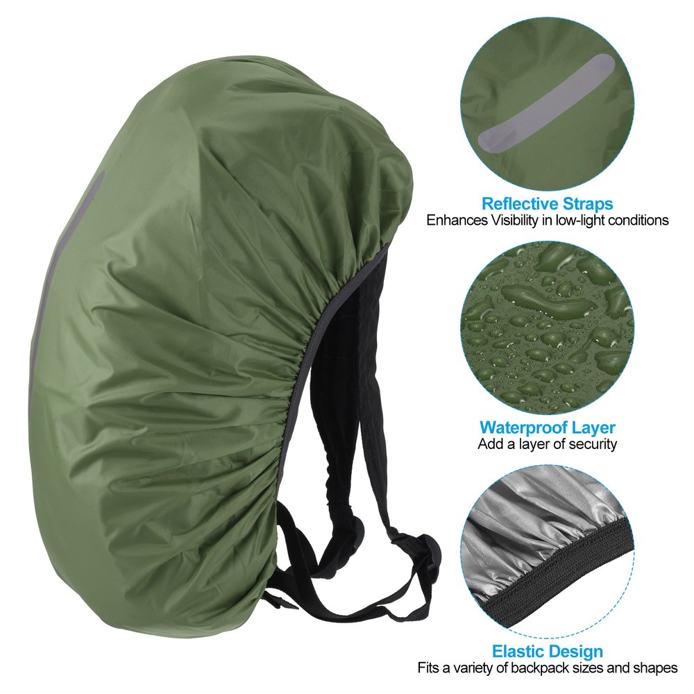 40-50L Waterproof Backpack Rain Cover with Vertical Strap M Olive