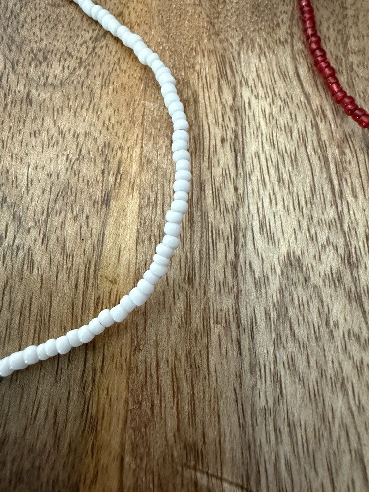 Artisan Red And White Beaded Double Necklace
