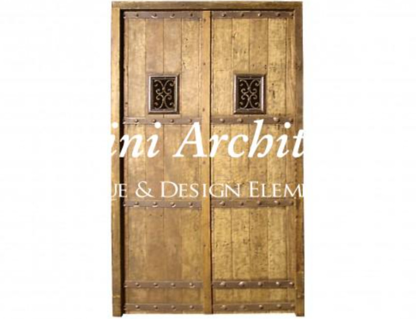 Antique Spanish Style Double Solid Door Wrought. D1015