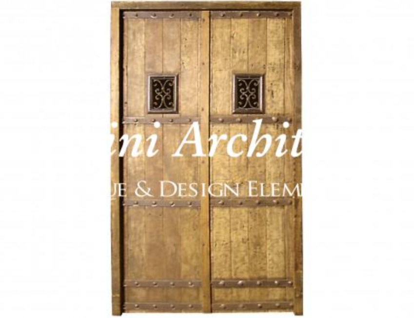 Antique Spanish Style Double Solid Door Wrought. D1015
