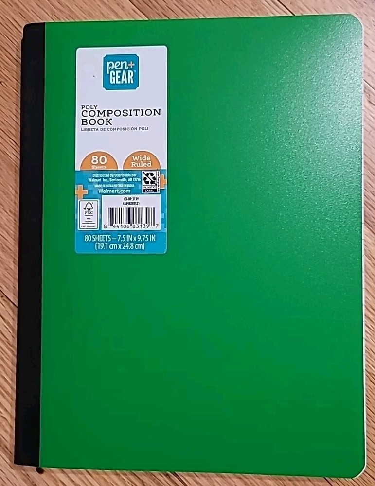 Poly Compisition Book 80 Sheets Wide RULED, 7.5" X 9.75"