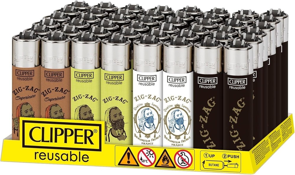 Clipper Zig-Zag Lighters – 4-Pack | Refillable, Durable & Wind-Resistant
