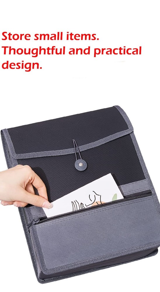 Expanding File Folder Document Organizer with Elastic Cord & Button Closure, ...