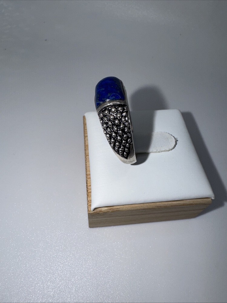 VINTAGE LAPIS AND STERLING SILVER RING -SIZE 8.75
