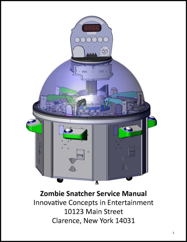 Zombie Snatcher Arcade Redemption Game Operations/Service/Repair Manual pd