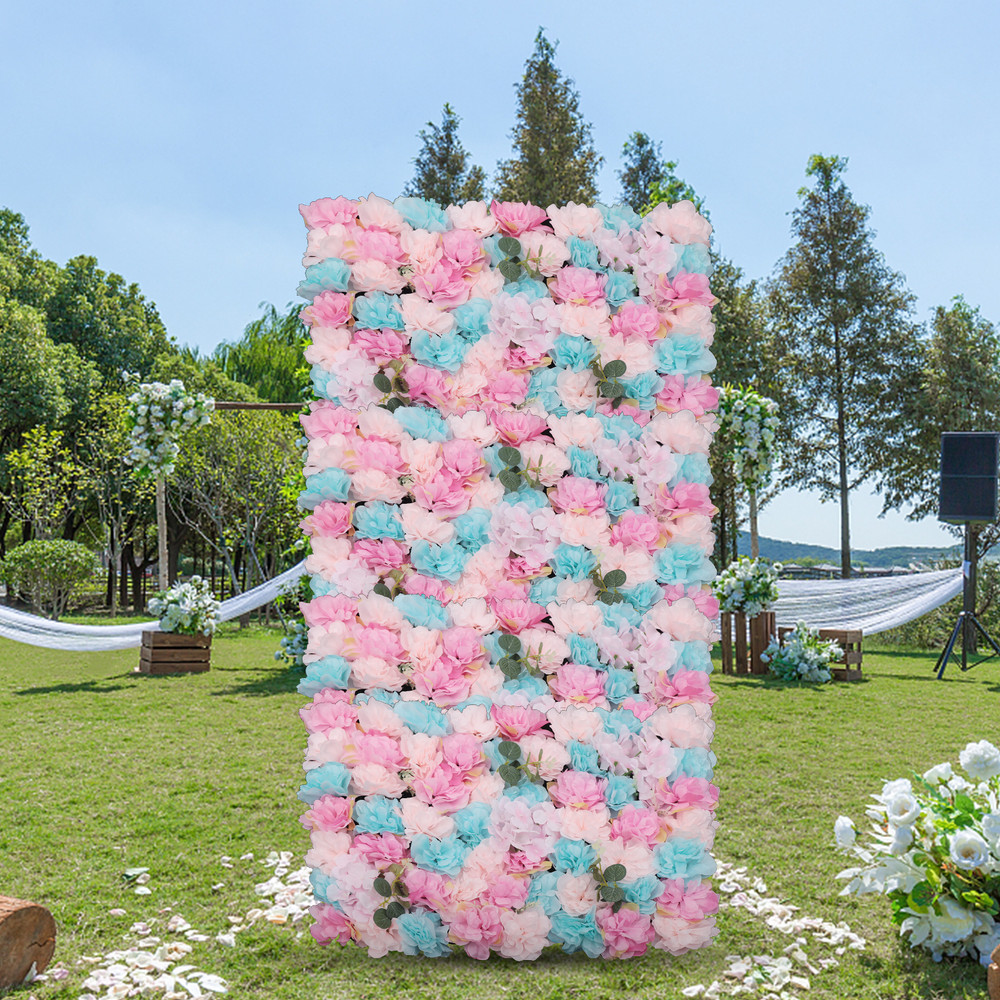 12pcs Artificial Flower Wall Rose Floral Panel Backdrop Decor for Party Wedding